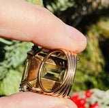 Vintage Retro 18k Rose Gold VS Citrine Diamond Cocktail Ring