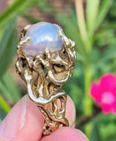 Vintage 18k Gold Arthur King Baroque Cultured Pearl Cocktail Ring