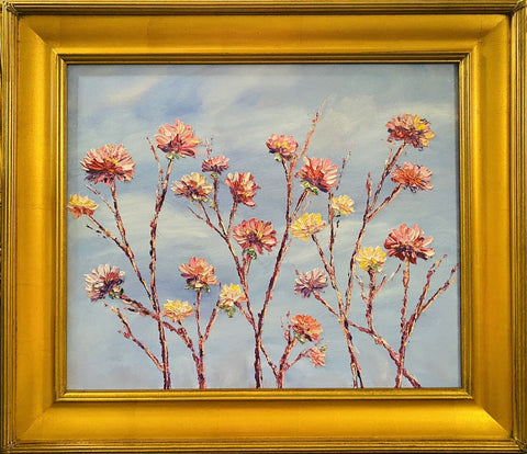 KADLIC Floral Abstract Impasto Original Oil Painting Gilt 30” Frame Fine Art