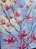 KADLIC Abstract Magnolia Flowers Original Oil Painting On Canvas 24x20”