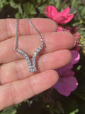 Vintage Estate 14k Gold 1.25ct Diamond Chevron Necklace Wheat Chain