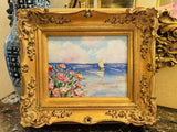 KADLIC Original Oil Painting Wildflowers Impasto Gold Gilt 15" Frame