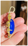 Vintage 1960s-70s 18k Gold Large Lapis Lazuli Gemstone Necklace Pendant