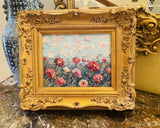 KADLIC Original Oil Painting Wildflowers Impasto Gold Gilt 15" Frame