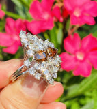 HUGE Vintage 14k Gold Marquise Pear Brown Diamond Cluster Cocktail Ring