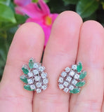 Vintage Estate 18k Gold 2.20ct Emerald Diamond Drop Earrings