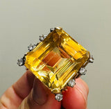 Vintage Retro 18k Rose Gold VS Citrine Diamond Cocktail Ring