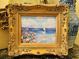 KADLIC Original Oil Painting Wildflowers Impasto Gold Gilt 15" Frame