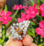 HUGE Vintage 14k Gold Marquise Pear Brown Diamond Cluster Cocktail Ring