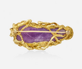 Vintage 1960s Freeform ARTHUR KING 18k Gold Amethyst Pendant Brooch