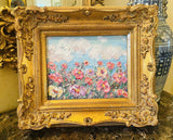 KADLIC Original Oil Painting Wildflowers Impasto Gold Gilt 15" Frame