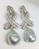 Marlene Stowe $8500 18K Gold 2.62ct Diamond Baroque Pearl Earrings WEDDING