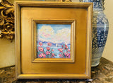 KADLIC Abstract Impasto Seascape Original Oil Tile Painting Gilt Frame Fine Art