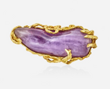 Vintage 1960s Freeform ARTHUR KING 18k Gold Amethyst Pendant Brooch