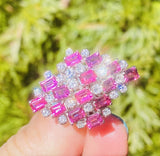 Striking 14k Gold Vintage Retro pink Tourmaline Diamond Cluster Ring