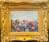 KADLIC Original Oil Painting Wildflowers Impasto Gold Gilt 15" Frame