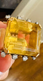 Vintage Retro 18k Rose Gold VS Citrine Diamond Cocktail Ring