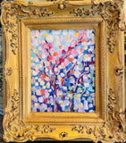 KADLIC Original Oil Painting Abstract Impasto Gold Gilt 15" Frame