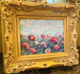 KADLIC Original Oil Painting Wildflowers Impasto Gold Gilt 15" Frame