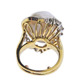 Vintage Estate 18k Yellow Gold Platinum Baroque Pearl VS Diamond Cocktail Ring