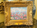 KADLIC Original Oil Painting Wildflowers Impasto Gold Gilt 15" Frame