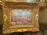 KADLIC Original Oil Painting Wildflowers Impasto Gold Gilt 15" Frame