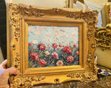 KADLIC Original Oil Painting Wildflowers Impasto Gold Gilt 15" Frame