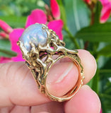 Vintage 18k Gold Arthur King Baroque Cultured Pearl Cocktail Ring