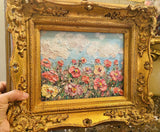 KADLIC Original Oil Painting Wildflowers Impasto Gold Gilt 15" Frame