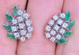 Vintage Estate 18k Gold 2.20ct Emerald Diamond Drop Earrings