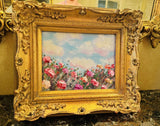 KADLIC Original Oil Painting Wildflowers Impasto Gold Gilt 15" Frame