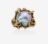 Vintage 18k Gold Arthur King Baroque Cultured Pearl Cocktail Ring