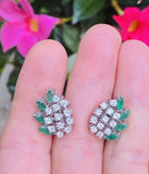 Vintage Estate 18k Gold 2.20ct Emerald Diamond Drop Earrings