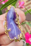 Vintage 1960s Freeform ARTHUR KING 18k Gold Amethyst Pendant Brooch