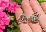 Vintage Estate 18k Gold 2.20ct Emerald Diamond Drop Earrings