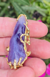 Vintage 1960s Freeform ARTHUR KING 18k Gold Amethyst Pendant Brooch