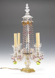 Antique French Crystal Girandole Candelabra Lamp 19th Century