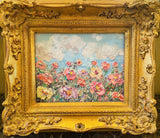 KADLIC Original Oil Painting Wildflowers Impasto Gold Gilt 15" Frame