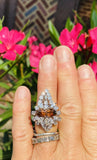 HUGE Vintage 14k Gold Marquise Pear Brown Diamond Cluster Cocktail Ring