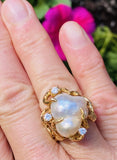 Vintage Arthur King Style 14k Gold Baroque Pearl G VS Diamond Cocktail Ring