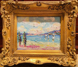 KADLIC Original Oil Painting Abstract Seascape Impasto Gold Gilt 15" Frame