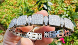 Vintage Italian 18kt White Gold 1.75ct VS Pave Diamond Cuff Bracelet