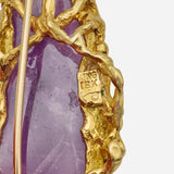 Vintage 1960s Freeform ARTHUR KING 18k Gold Amethyst Pendant Brooch