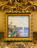 KADLIC Abstract Impasto Seascape Original Oil Painting Vintage Gilt Gold Frame