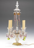 Antique French Crystal Girandole Candelabra Lamp 19th Century