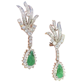 Midcentury 18K Gold Ruby Diamond Drop Dangle Earrings | 4.00 Carats