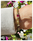 Vintage 18k Gold Ruby Diamond Link Bracelet 18.7g