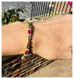 Vintage 18k Gold Ruby Diamond Link Bracelet 18.7g