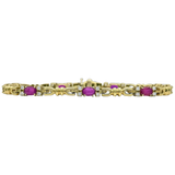 Vintage 18k Gold Ruby Diamond Link Bracelet 18.7g