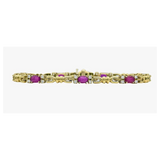 Vintage 18k Gold Ruby Diamond Link Bracelet 18.7g